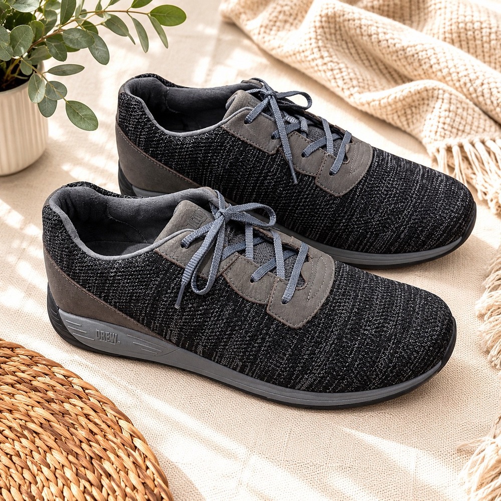 Drew Terrain Sneakers Mens 12 Black Knit Slip Resistant Orthopedic Walking Shoes